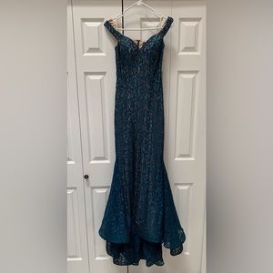 Beautiful Jovani off the shoulder peacock gown
